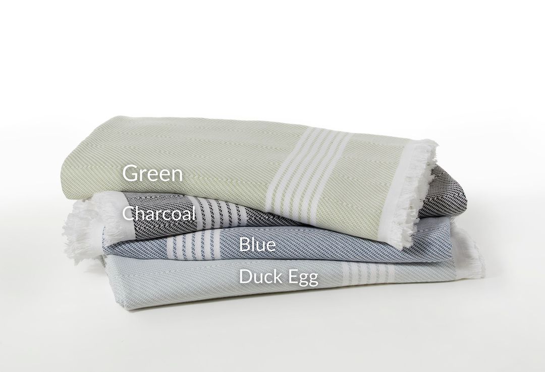 Baksana - Hampton Beach Blankets - Charcoal, Blue, Duck Egg and Green image 0
